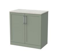 Balterley Stonnall Traditional Floor Standing 2 Door Vanity Unit With White Sparkle Laminate Worktop, 800mm, Reed Green