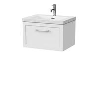 Balterley Stonnall Traditional Wall Hung 1 Drawer Vanity Unit With 1 Tap Hole Fireclay Basin, 600mm, Matt White