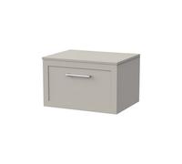 Balterley Stonnall Traditional Wall Hung 1 Drawer Vanity Unit With Laminate Worktop, 600mm, Pebble Grey