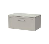 Balterley Stonnall Traditional Wall Hung 1 Drawer Vanity Unit With Marble Plaster Laminate Worktop, 800mm, Pebble Grey