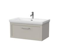 Balterley Stonnall Traditional Wall Hung 1 Drawer Vanity Unit With Traditional 1 Tap Hole Fireclay Basin, 800mm, Pebble Grey