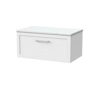 Balterley Stonnall Traditional Wall Hung 1 Drawer Vanity Unit With White Nebula Laminate Worktop, 800mm, Matt White
