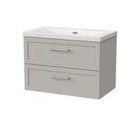 Balterley Stonnall Traditional Wall Hung 2 Drawers Vanity Unit With 0 Tap Hole Fireclay Basin, 800mm, Pebble Grey
