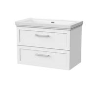 Balterley Stonnall Traditional Wall Hung 2 Drawers Vanity Unit With Traditional 0 Tap Hole Fireclay Basin, 800mm, Matt White