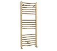 Balterley Straight Towel Radiator With Round Rails 1200mm X 500mm, Brushed Brass
