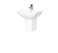 Balterley Stramshall Modern White 1 Tap Hole Bathroom Basin & Semi Pedestal - 500mm