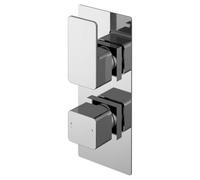 Balterley Swinscoe Square Twin 3-Way Thermostatic Shower Valve With Diverter, Chrome