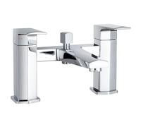 Balterley Swynfen Deck Mounted Square Bath Shower Mixer Tap with Kit, Dual Lever Waterfall Spout - Chrome Finish