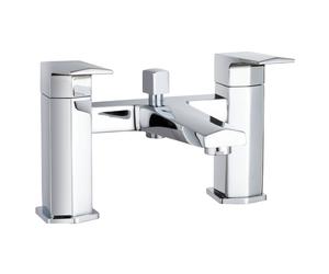 Balterley Swynfen Deck Mounted Square Bath Shower Mixer Tap with Kit, Dual Lever Waterfall Spout - Chrome Finish