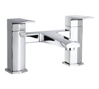 Balterley Swynfen Luxury Square Deck Mounted Bath Filler Tap, Dual Lever Mixer With Waterfall Spout - Chrome Finish