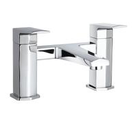 Balterley Swynfen Luxury Square Deck Mounted Bath Filler Tap, Dual Lever Mixer with Waterfall Spout - Chrome Finish