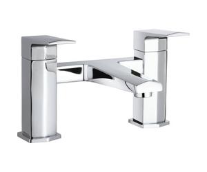 Balterley Swynfen Luxury Square Deck Mounted Bath Filler Tap, Dual Lever Mixer With Waterfall Spout - Chrome Finish