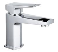 Balterley Swynfen Square Mono Basin Mixer Tap & Push Button Waste, Single Lever with Ceramic Disc - Chrome Finish