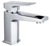 Balterley Swynfen Square Mono Basin Mixer Tap & Push Button Waste, Single Lever with Ceramic Disc - Chrome Finish