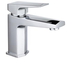 Balterley Swynfen Square Mono Basin Mixer Tap & Push Button Waste, Single Lever With Ceramic Disc - Chrome Finish