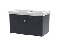 Balterley Swynnerton Traditional 1 Drawer Wall Hung Vanity Unit With Basin, Dark Grey, 800mm