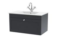 Balterley Swynnerton Traditional 1 Drawer Wall Hung Vanity Unit With Basin, Dark Grey, 800mm