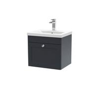 Balterley Swynnerton Traditional 1 Drawer Wall Hung Vanity Unit With Mid-Edge Basin, Dark Grey, 500mm