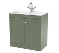 Balterley Swynnerton Traditional 2 Door Floor Standing Vanity Unit With Stone Basin, Satin Green, 800mm