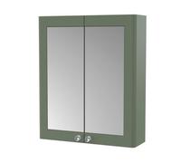 Traditional Wall Hung 2 Soft Close Door Mirror Cabinet, 600mm - Satin Green