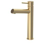 Balterley Tall Basin Mixer Tap, Mono Bathroom Taps, High Rise Monobloc Basin Sink Mixer Tap with Lever Handle, Round Body, Rounded Spout Sink Taps for Cloakroom - 52 x 195 x 293mm (Brushed Brass)