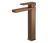 Balterley Tall Basin Mixer Tap, Mono Bathroom Taps, High Rise Monobloc Basin Sink Mixer Tap with Lever Handle, Square Body, Flat Square Spout Sink Taps - 50 x 192 x 290mm (Brushed Bronze)