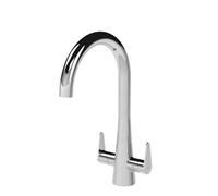 Balterley Tatenhill Kitchen Mono Mixer Tap With Dual Lever Handles, Curved Swivel Spout - Polished Chrome Finish