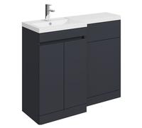 Balterley Tean 1000mm Floor Standing Compact Unit with Left Hand Polymarble Basin - Dark Grey