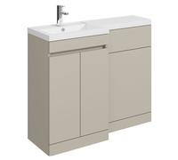 Balterley 1000mm Floor Standing Compact Unit with Left Hand Polymarble Basin - Pebble Grey