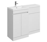 Balterley Tean 1000mm Floor Standing Compact Unit with Left Hand Polymarble Basin - White