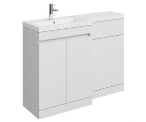Balterley Tean 1100mm Floor Standing Compact Unit with Left Hand Polymarble Basin - White