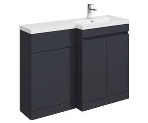 Balterley Tean 1100mm Floor Standing Compact Unit with Right Hand Polymarble Basin - Dark Grey