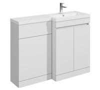 Balterley Tean 1100mm Floor Standing Compact Unit with Right Hand Polymarble Basin - White