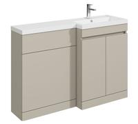 Balterley Tean 1200mm Floor Standing Compact Unit with Right Hand Polymarble Basin - Pebble Grey