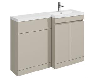 Balterley Tean 1200mm Floor Standing Compact Unit with Right Hand Polymarble Basin - Pebble Grey