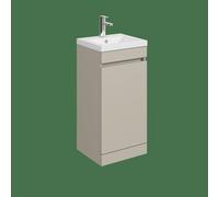 Balterley Tean 400mm Floor Standing 1 Door Compact Unit With Polymarble Basin - Pebble Grey