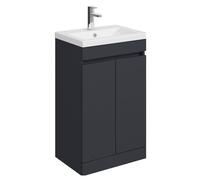 Balterley Tean 500mm Floor Standing 2 Door Compact Unit with Ceramic Basin - Dark Grey
