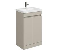 Balterley Tean 500mm Floor Standing 2 Door Compact Unit with Ceramic Basin - Pebble Grey