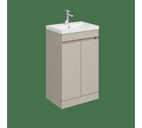 Balterley Tean 500mm Floor Standing 2 Door Compact Unit With Ceramic Basin - Pebble Grey