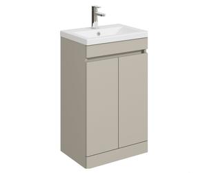 Balterley Tean 500mm Floor Standing 2 Door Compact Unit with Ceramic Basin - Pebble Grey