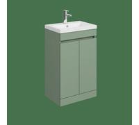 Balterley 500mm Floor Standing 2 Door Compact Unit With Polymarble Basin - Green