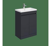 Balterley Tean 600mm Floor Standing 2 Door Compact Unit With Ceramic Basin - Dark Grey