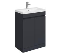 Balterley Tean 600mm Floor Standing 2 Door Compact Unit with Ceramic Basin - Dark Grey
