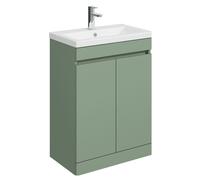 Balterley Tean 600mm Floor Standing 2 Door Compact Unit with Ceramic Basin - Green