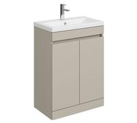 Balterley Tean 600mm Floor Standing 2 Door Compact Unit with Ceramic Basin - Pebble Grey