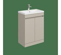 Balterley 600mm Floor Standing 2 Door Compact Unit with Ceramic Basin - Pebble Grey