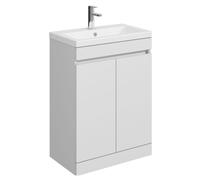 Balterley Tean 600mm Floor Standing 2 Door Compact Unit with Ceramic Basin - White