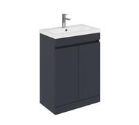 Balterley Tean 600mm Floor Standing 2 Door Compact Unit With Polymarble Basin - Dark Grey