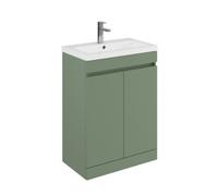 Balterley Tean 600mm Floor Standing 2 Door Compact Unit With Polymarble Basin - Green