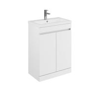 Balterley Tean 600mm Floor Standing 2 Door Compact Unit With Polymarble Basin - White